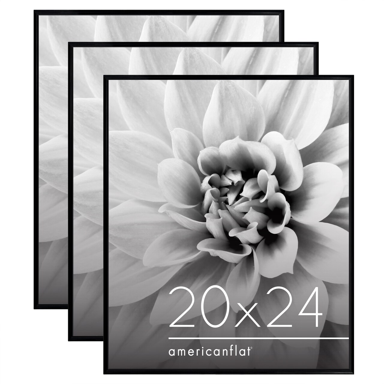 Americanflat Snap-In Picture Frame in Black - Set of 3 - Poster Frame with Slimline Molding, Plexiglass Cover, and Hanging Hardware - Black